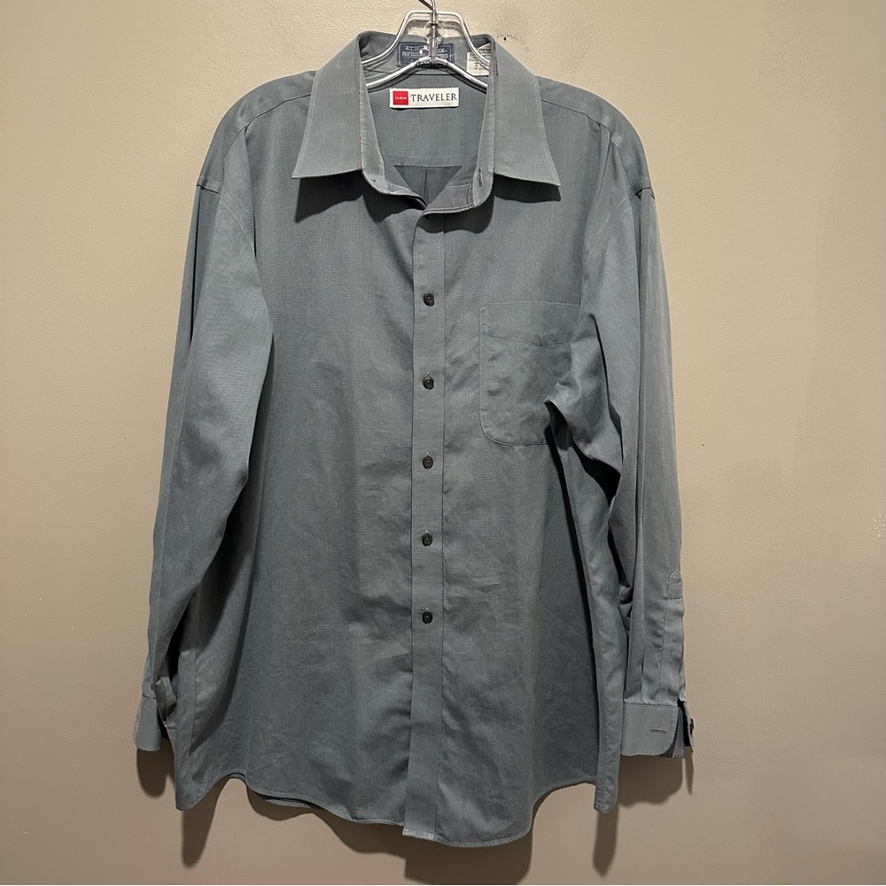 L.L. Bean Traveler Shirt Men's Large Button Up Long Sleeve Blue Long Sleeve